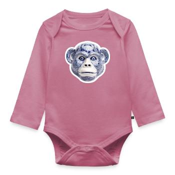 Keramisches Affengesicht - Baby Bio-Langarm-Body - Mauve - Vorne
