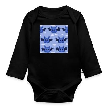 Whimsical Winged Friends: Süße Comic-Fledermäuse - Baby Bio-Langarm-Body - Schwarz - Vorne