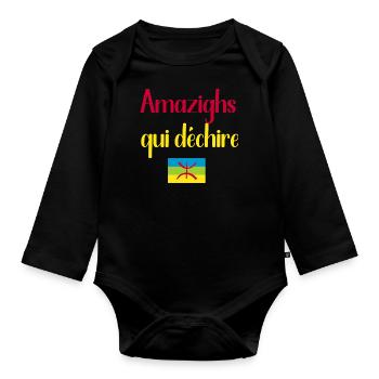 Amazighs qui déchire - Body Bébé bio manches longues - noir - Devant