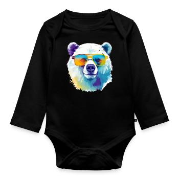 Bruce der Eisbär - Baby Bio-Langarm-Body - Schwarz - Vorne