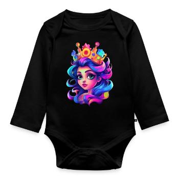 Princesse aux yeux brillants - Body Bébé bio manches longues - noir - Devant