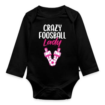 Foosball Lady Women Funny Table Soccer Player - Organic Longsleeve Baby Bodysuit - black - Front