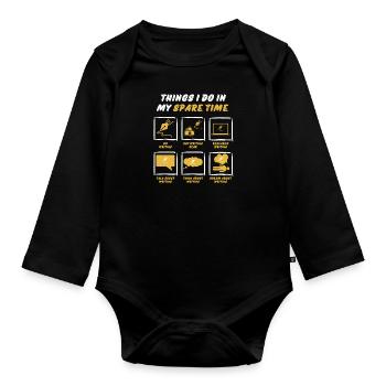 WRITING IN SPARE TIME - Organic Longsleeve Baby Bodysuit - black - Front