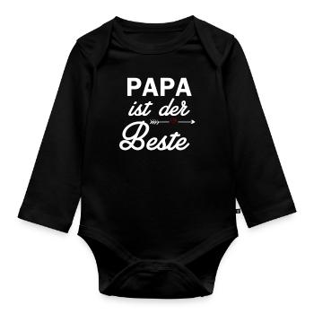 Papa ist der Beste - Baby Bio-Langarm-Body - Schwarz - Vorne