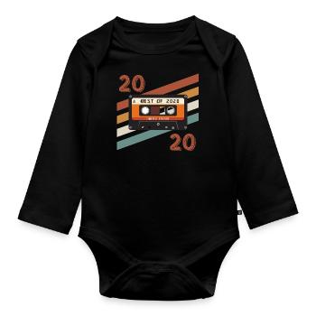 2020 rétro vintage anniversaire - Body Bébé bio manches longues - noir - Devant