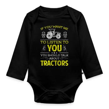 Agriculteur, agriculteur, tracteur - Body Bébé bio manches longues - noir - Devant