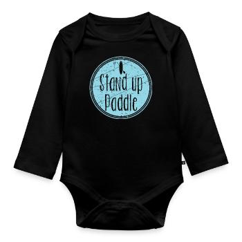 Vintage SUP Stand Up Paddle | Summer Vacation Suns - Organic Longsleeve Baby Bodysuit - black - Front