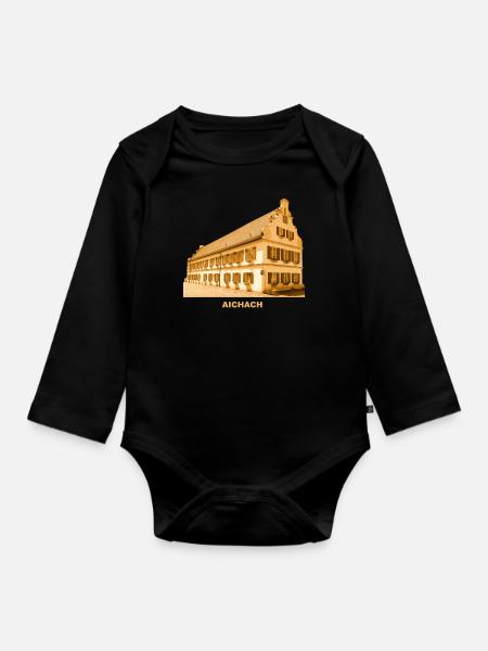 Aichach Town Hall Swabia Bavaria - Organic Longsleeve Baby Bodysuit - black