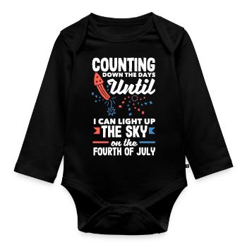 Counting Down the Days - Light Up the Sky on the - Organic Longsleeve Baby Bodysuit - black - Front