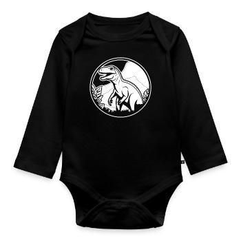 Dino Dinosaur Dinosaurs Paleontology - Organic Longsleeve Baby Bodysuit - black - Front