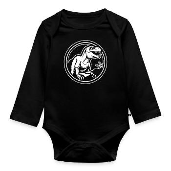 Dino Dinosaur Dinosaurs Paleontology - Organic Longsleeve Baby Bodysuit - black - Front
