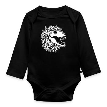 Dino Dinosaur Dinosaurs Paleontology - Organic Longsleeve Baby Bodysuit - black - Front