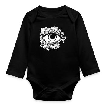 Auge Augen Augenarzt - Baby Bio-Langarm-Body - Schwarz - Vorne