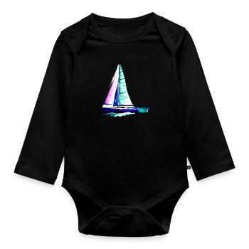 Voile, voile, voilier, voilier - Body Bébé bio manches longues - noir - Devant