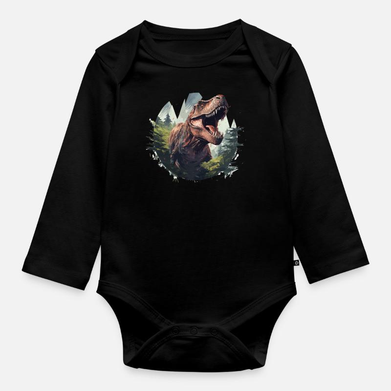 T-Rex - Baby Bio-Langarm-Body - Schwarz