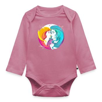 Les jumelles Gémini - Body Bébé bio manches longues - mauve - Devant