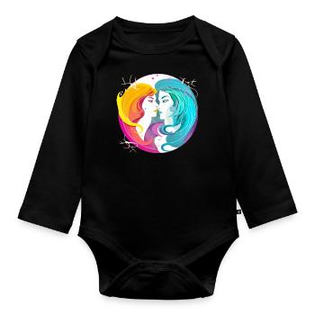 Das Gémini-Fernglas - Baby Bio-Langarm-Body - Schwarz - Vorne