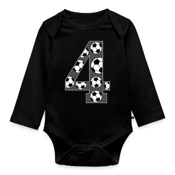 4e anniversaire Football Grey - Body Bébé bio manches longues - noir - Devant