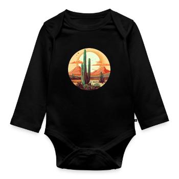 Cactus - Organic Longsleeve Baby Bodysuit - black - Front