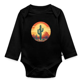 Cactus - Organic Longsleeve Baby Bodysuit - black - Front