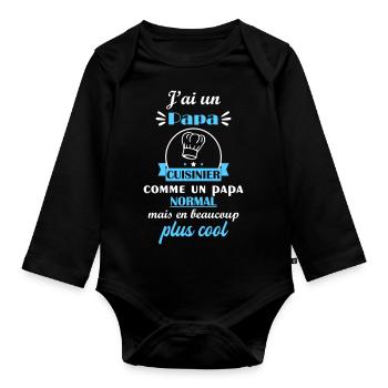 J'ai un papa cuisinier, cadeau de naissance - Body Bébé bio manches longues - noir - Devant