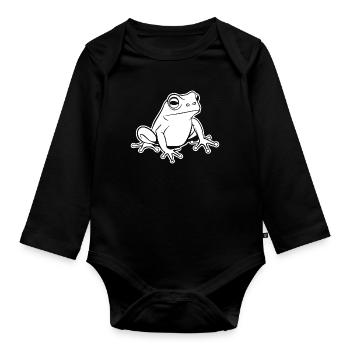 Frosch Amphibie Kröte - Baby Bio-Langarm-Body - Schwarz - Vorne