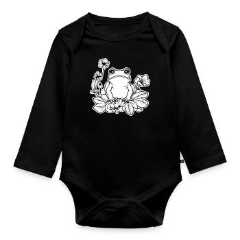 Frog Amphibian Toad - Organic Longsleeve Baby Bodysuit - black - Front