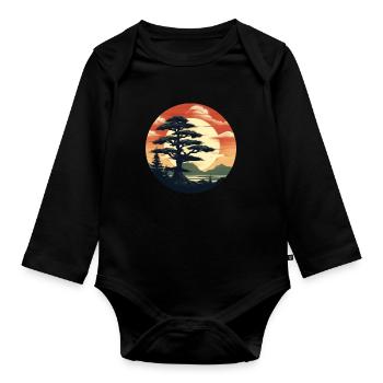 Pine tree - Organic Longsleeve Baby Bodysuit - black - Front