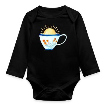 Cup of Sunshine Gift Idea Coffee Lovers - Organic Longsleeve Baby Bodysuit - black - Front