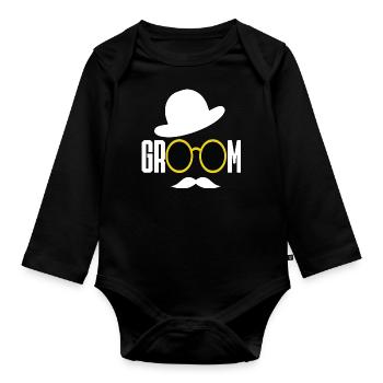 Groom Groom Wedding - Organic Longsleeve Baby Bodysuit - black - Front