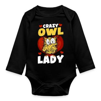 Ornithologist Love Birds Owl Lady Nocturnal Enthus - Baby Bio-Langarm-Body - Schwarz - Vorne