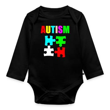 Autismus hell - Baby Bio-Langarm-Body - Schwarz - Vorne