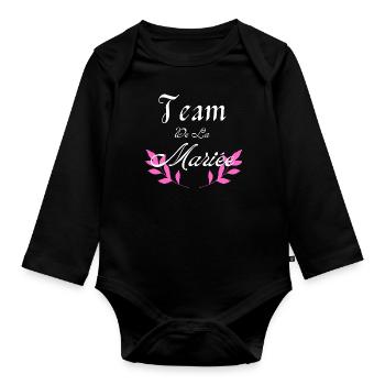 team de la Mariée - Body Bébé bio manches longues - noir - Devant