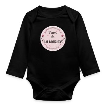 team de la Mariée - Body Bébé bio manches longues - noir - Devant