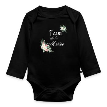 team de la Mariée - Body Bébé bio manches longues - noir - Devant