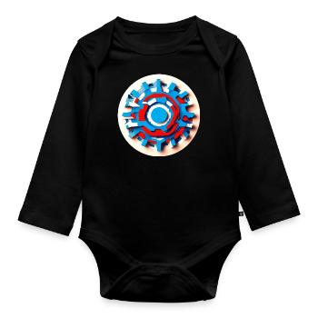 Abstract Psychedelic Gear Wheel - Baby Bio-Langarm-Body - Schwarz - Vorne