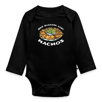 Der Klügere gibt Nachos Sprüche - Baby Bio-Langarm-Body - Schwarz - Vorne