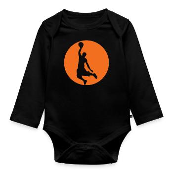 Un t-shirt spécial personnalisé basketball - Body Bébé bio manches longues - noir - Devant