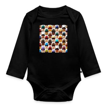 Gesicht im Hut Muster - Baby Bio-Langarm-Body - Schwarz - Vorne