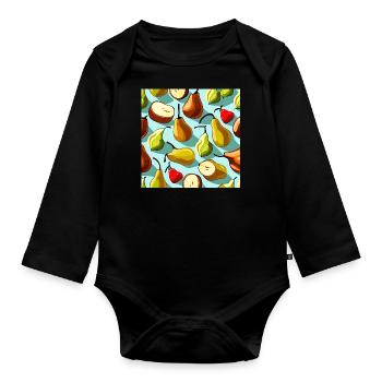 Birnen-Perfektion - Baby Bio-Langarm-Body - Schwarz - Vorne