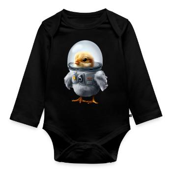 Astronaut Chicken Astronaut Chicken - Organic Longsleeve Baby Bodysuit - black - Front