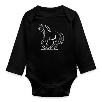 Horse Horse Head Pony - Organic Longsleeve Baby Bodysuit - black - Front