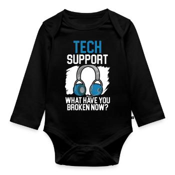 If all else fails Reboot Tech Support - Organic Longsleeve Baby Bodysuit - black - Front