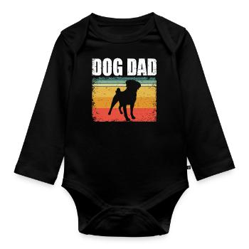 Hund Papa Mops Hund | Mops-Liebhaber - Baby Bio-Langarm-Body - Schwarz - Vorne