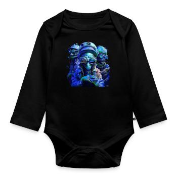 Mafia martienne - Body Bébé bio manches longues - noir - Devant