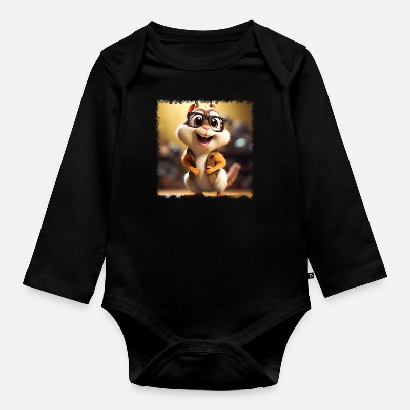 lustiges Streifenhörnchen - Baby Bio-Langarm-Body - Schwarz