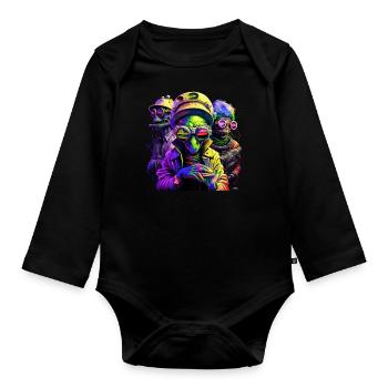 Mafia martienne - Body Bébé bio manches longues - noir - Devant