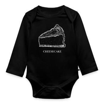 Käsekuchen Zeichnung - Baby Bio-Langarm-Body - Schwarz - Vorne