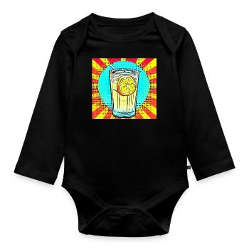 Pop Art Lemonade: A Refreshing Glass of Vibrant - Organic Longsleeve Baby Bodysuit - black - Front