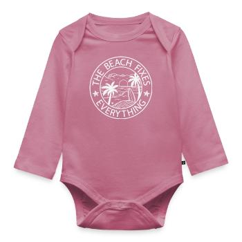 The Beach Fixes Everything - Organic Longsleeve Baby Bodysuit - mauve - Front